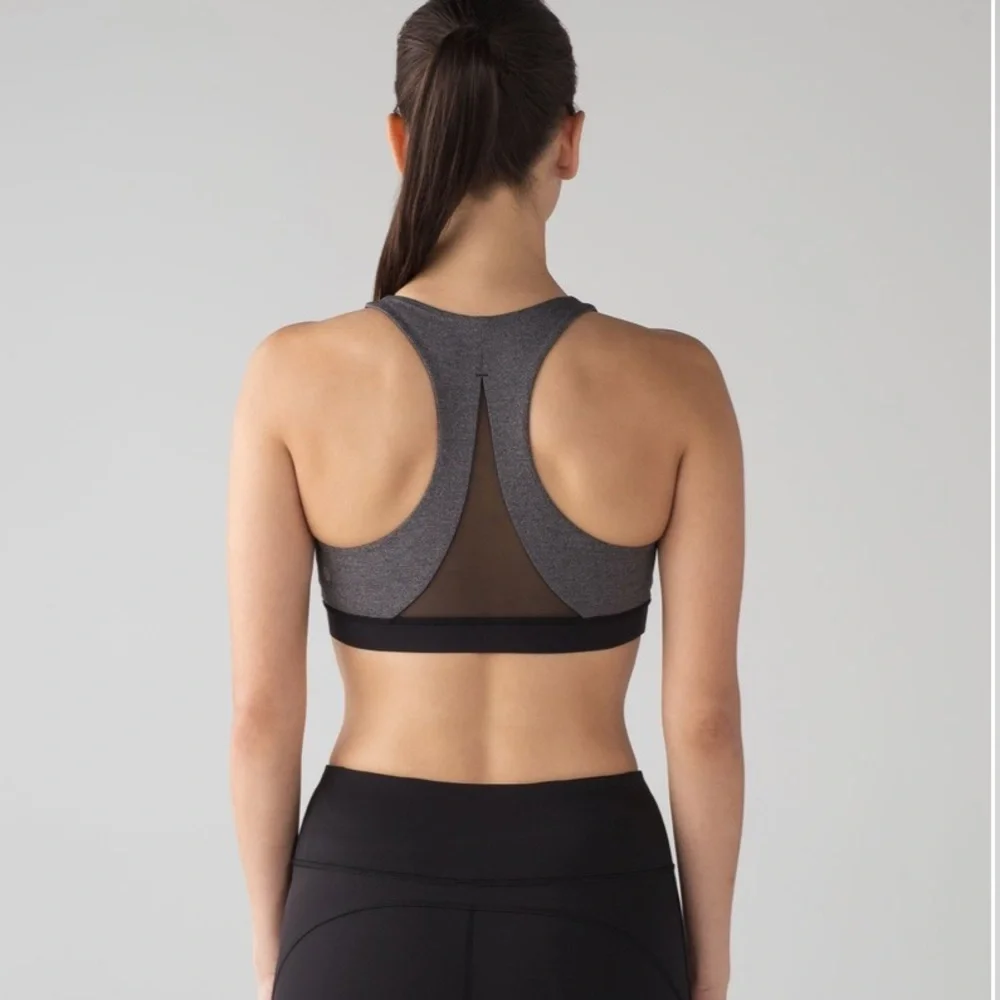 lululemon athletica Invigorate Bra Heathered Black Sz 8 - Picture 3 of 12